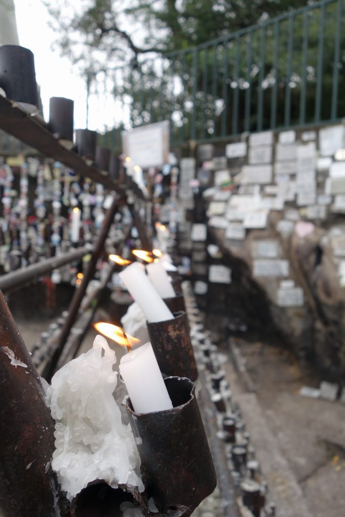 Candles on top of San Cristobal Hill for those no longer with us