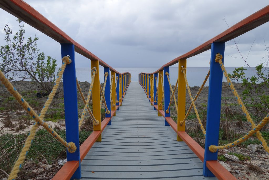 Boardwalk to an empty swimming hole